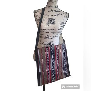 Crossbody bag , padded for laptop, Chromebook, etc . Primative pattern 17” x 16